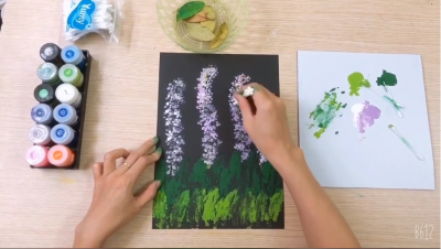 Vẽ tranh màu nước từ tăm bông