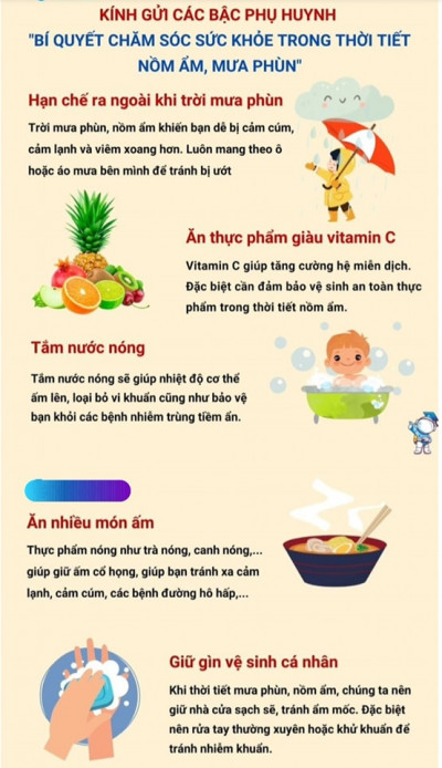 Bí quyết chăm sóc sức khỏe cho trẻ khi thời tiết nồm ẩm, mưa phùn