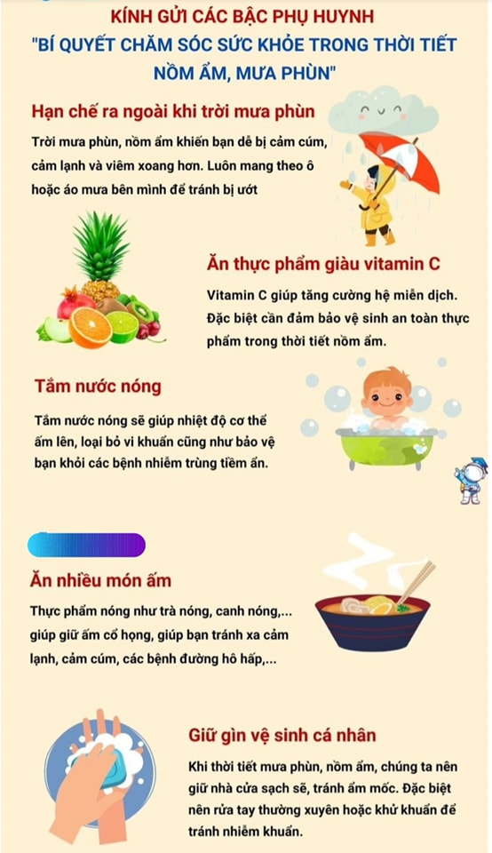 Bí quyết chăm sóc sức khỏe cho trẻ khi thời tiết nồm ẩm, mưa phùn