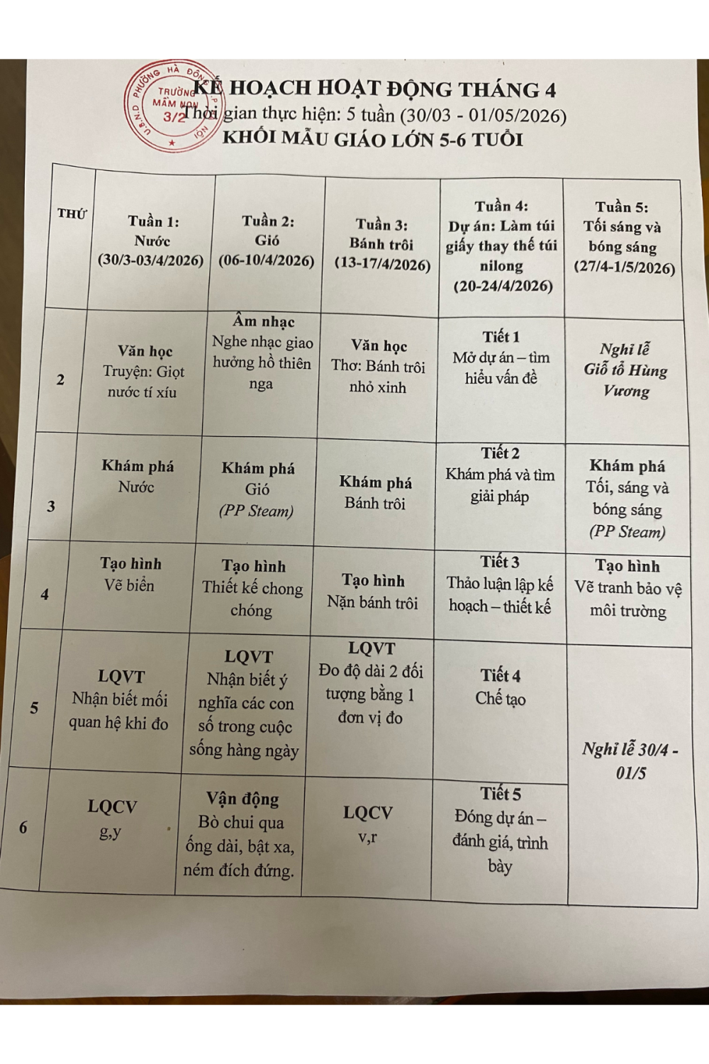 Kế hoạch hoạt động Tháng 4/2026 - MGL